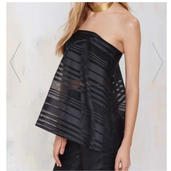 CAMEO ~ Black Department Bustier with Sheer Swing Top Overlay ~ Size Small - Picture 2 of 9